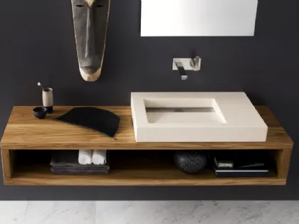 Mobile da Bagno sospeso in legno di rovere Moody a muro 02 di Neutra