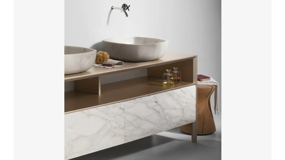 Mobile da Bagno a terra Neos Metal Gold in marmo di Neutra