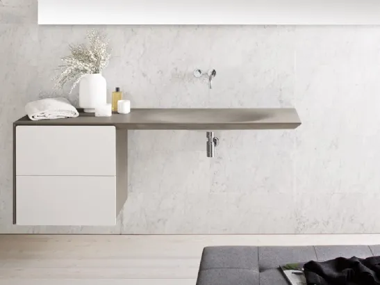 Mobile da Bagno sospeso Neos con lavabo integrato in pietra di Neutra