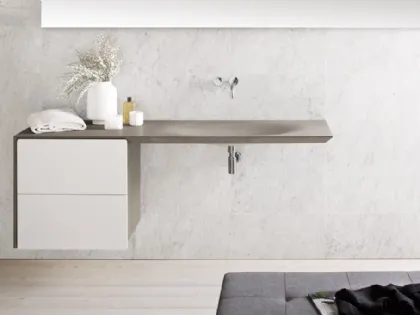 Mobile da Bagno sospeso Neos con lavabo integrato in pietra di Neutra