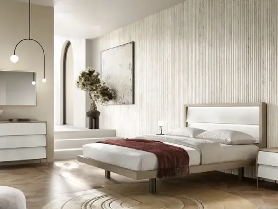 Letto Molding Aurora R12 in nobilitato resina e rovere gessato di Moretti Compact Giorno Notte