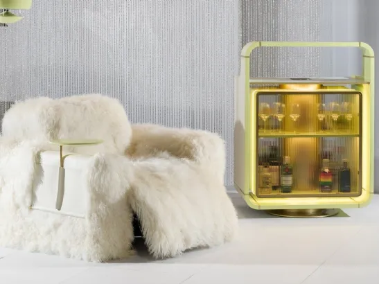 Poltrona reclinabile in pelliccia Dolly Kubrik di Vismara Design